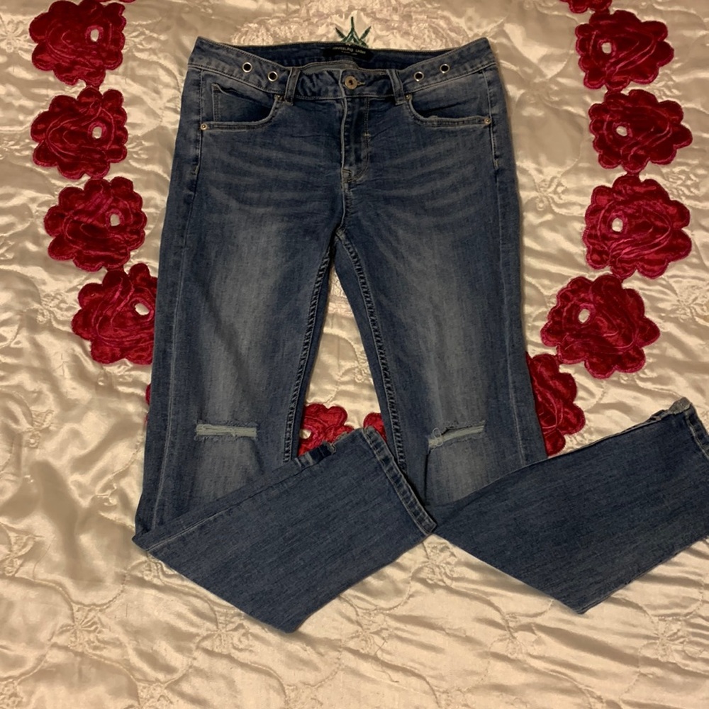 TOPFEELING Ladies Blue faded Denim Jeans